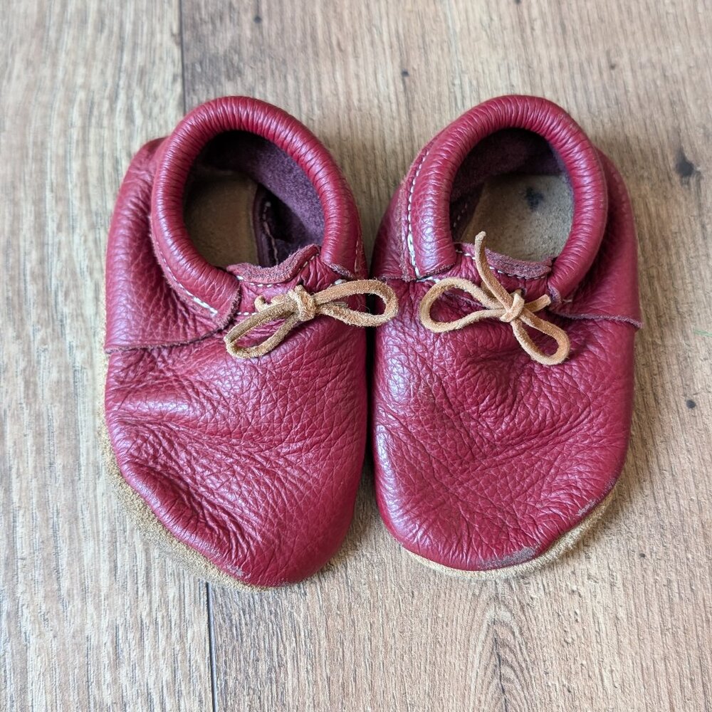 Starry Knight Design Handmade Red Leather Soft Sole Baby Shoes